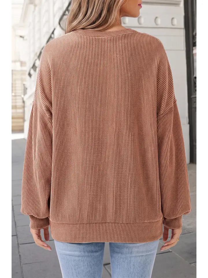 Leopard Print Colorblock Ribbed Knit Pullover Top