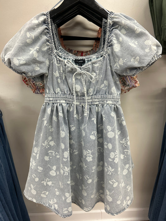 Floral Denim Babydoll Dress