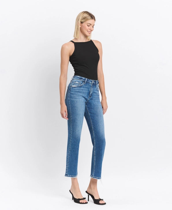 High Rise Ankle Straight Jeans