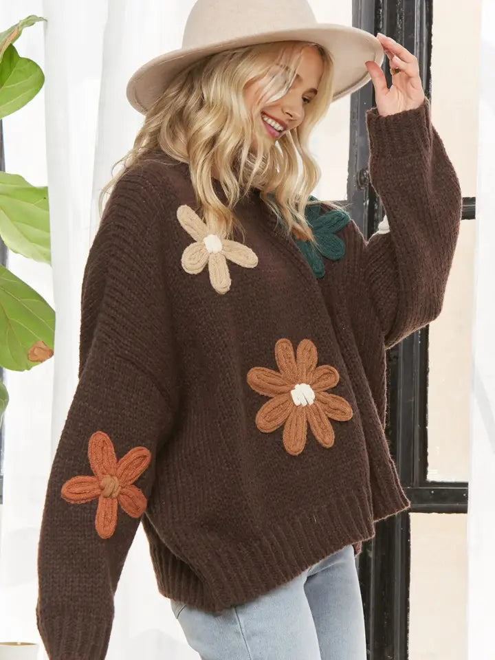 Floral Applique Sweater Top