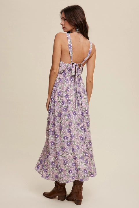 Floral Lace Trim Maxi Dress