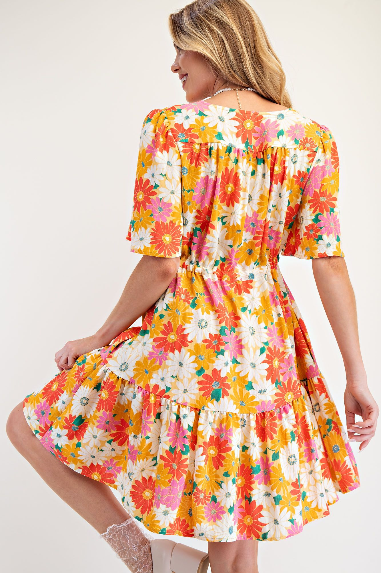 Floral Printed Rayon Nylon Dress