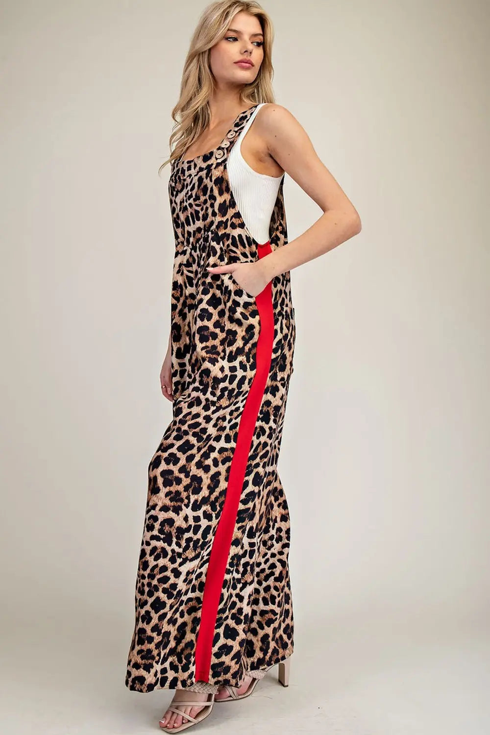 Leopard Printed Side Track Jumpsui