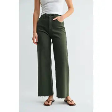 JBD Scissor Cut Wide Leg Jean - Dark Green