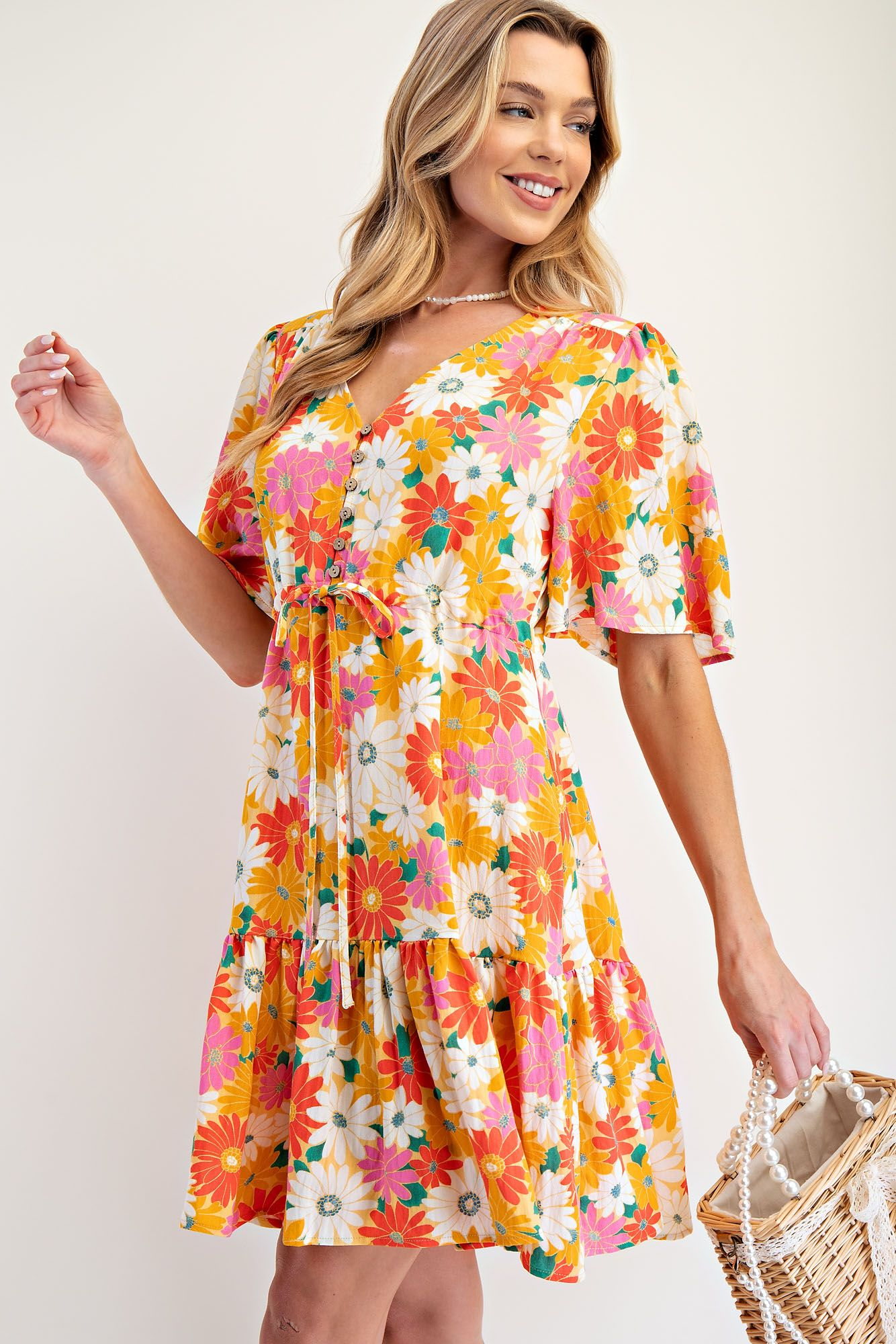 Floral Printed Rayon Nylon Dress