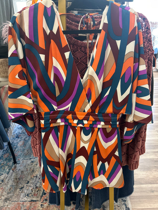 Multicolor Abstract Print Romper