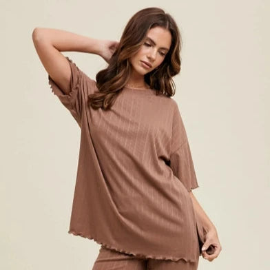 Ribbed Knit Lounge Top