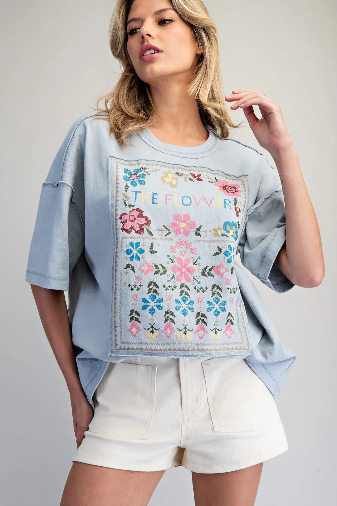 Soft Washed Flower Patch Graphic T-Shirt