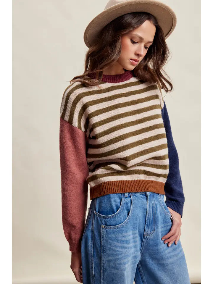Colorblock Stripe Knit Sweater