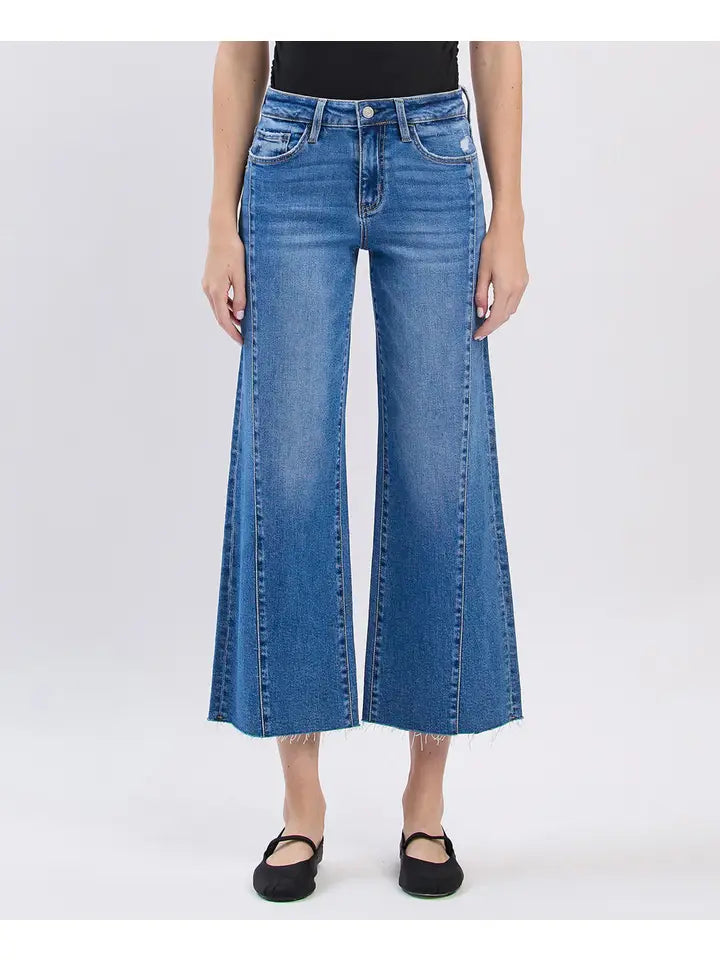 Vervet (Olivia) High Rise Raw Hem Twist Wide Jeans