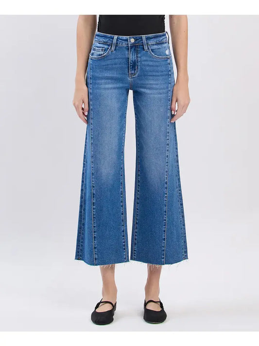 Vervet (Olivia) High Rise Raw Hem Twist Wide Jeans