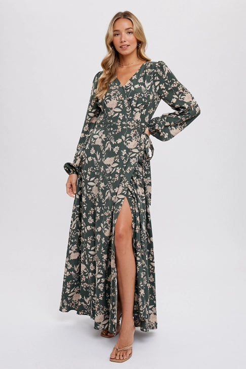 Floral Print Wrap Maxi Dress