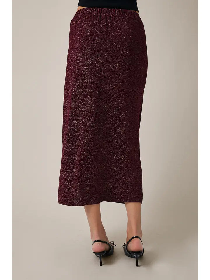 Drape Detail Side Slit Skirt