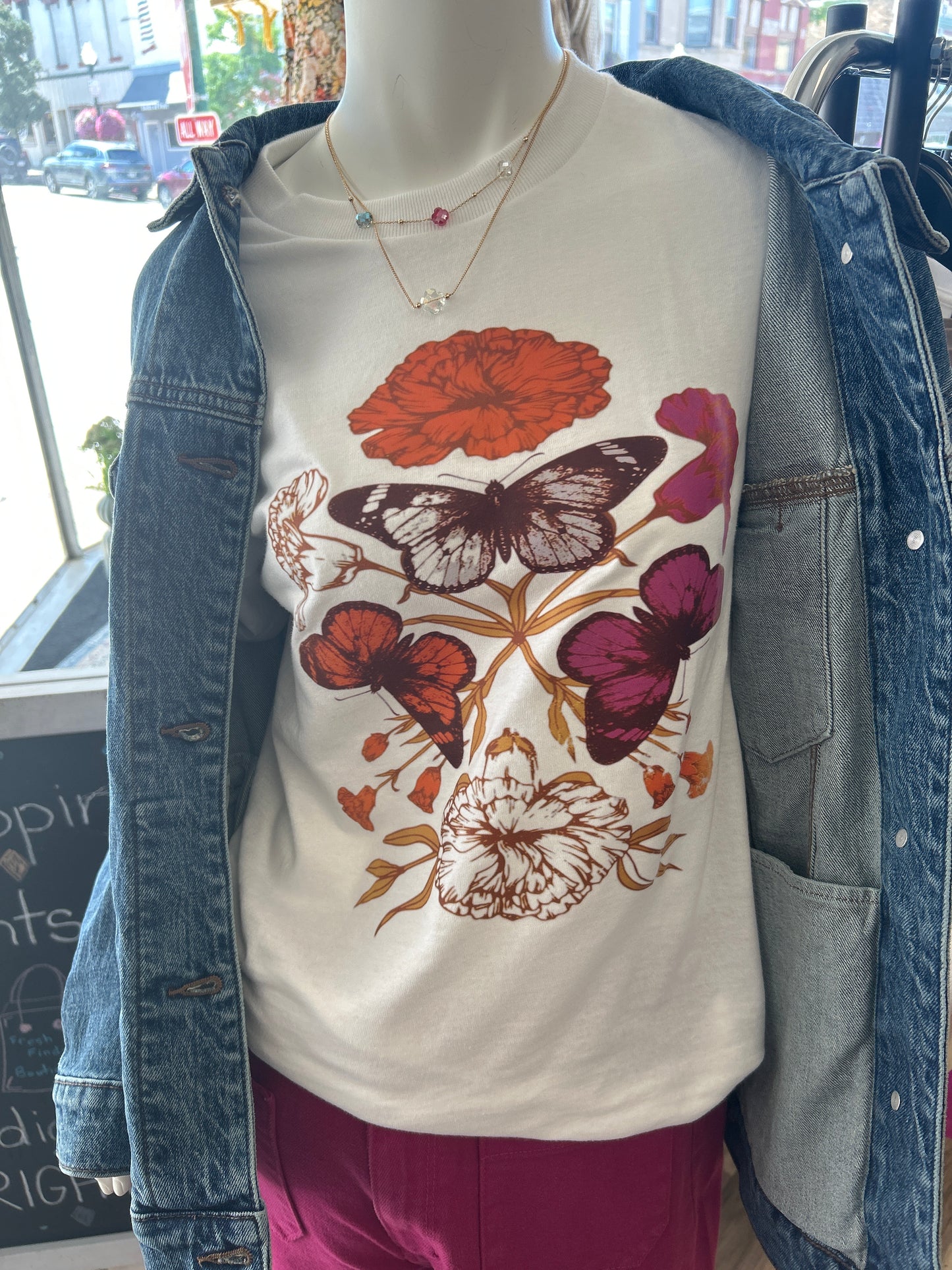 Floral ButterFly Graphic T-Shirt