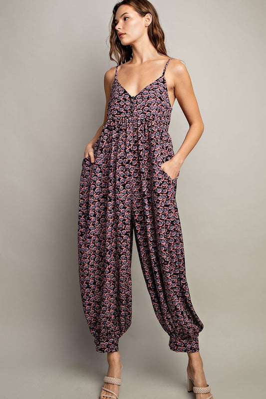 EESOME Printed Sleeveless Jumpsuit