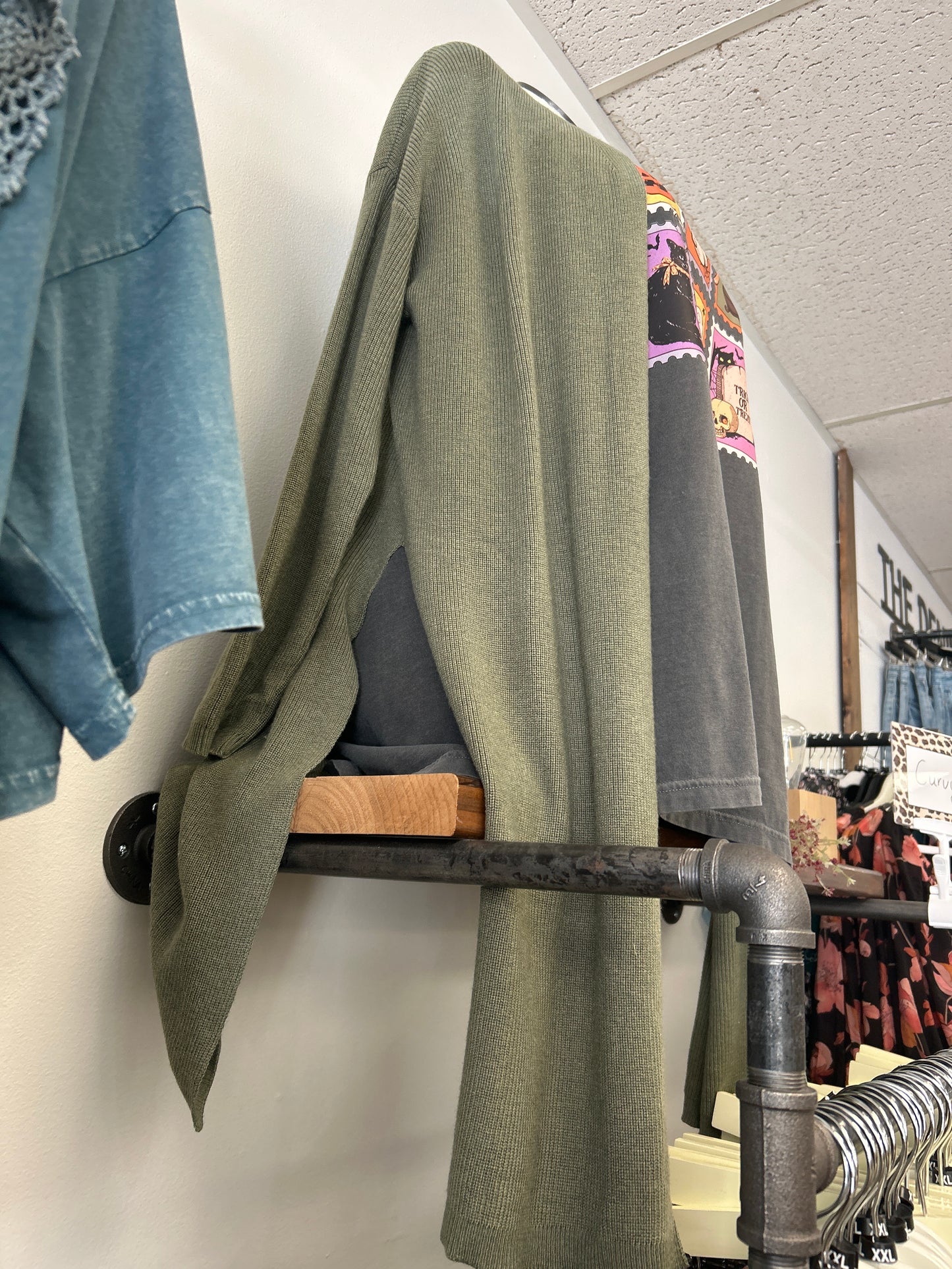 Knit Open Cardigan With High Side Slits