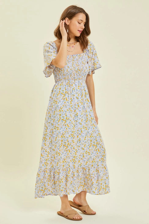 Floral Smocked Midi Dress