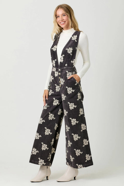 Embroidered Corduroy Jumpsuit