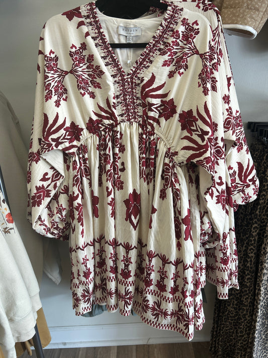 Hayden Cream and Burgundy Dress