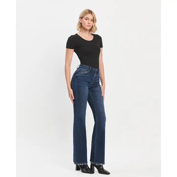 Bella Dark High Rise Relaxed Flare Jeans
