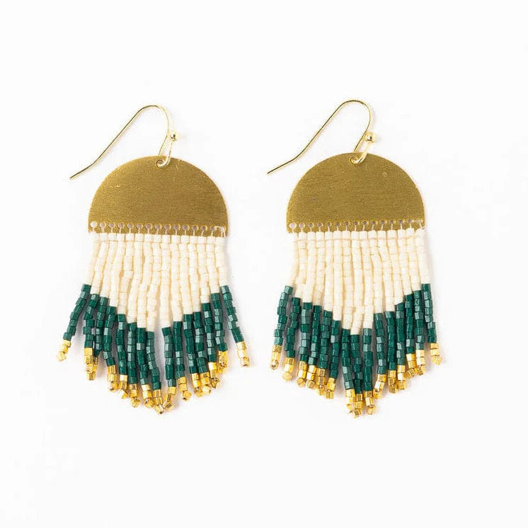 Ink Alloy Beaded Fringe Dangle Earrings