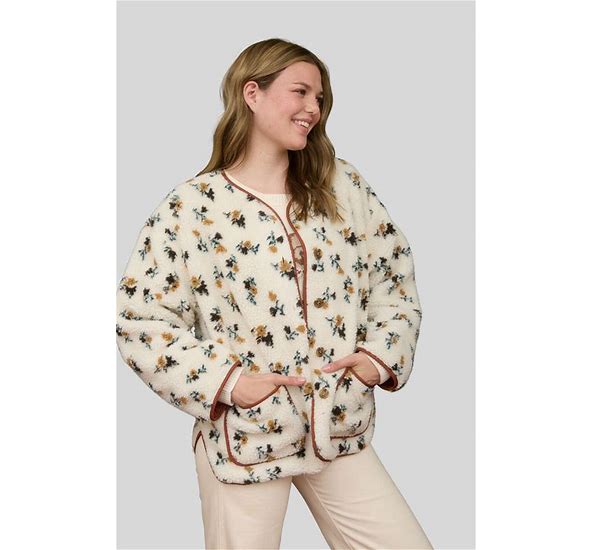 Floral Print Faux Shearling Jacket