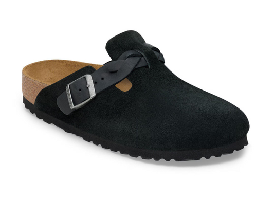 Boston Braided Birkenstock (Black Suede Leather)