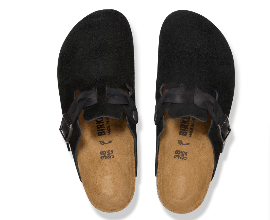 Boston Braided Birkenstock (Black Suede Leather)