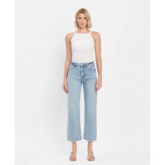 90's Super High Rise Ankle Slim Wide Jeans