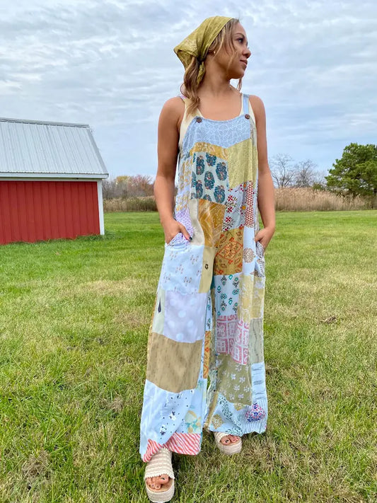 Patchwork Overalls in Rayon