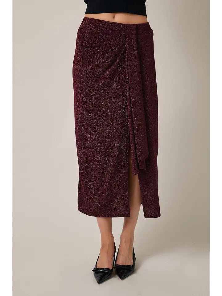 Drape Detail Side Slit Skirt