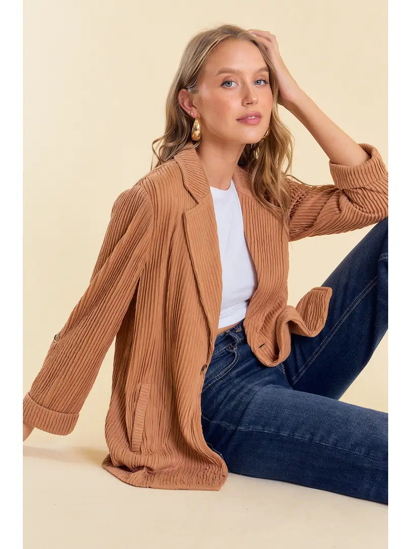Roll-Up Sleeve Blazer-Ginger
