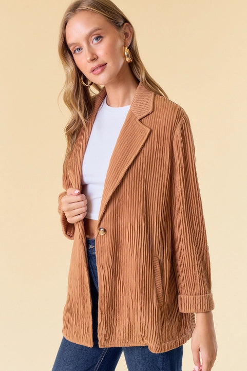 Roll-Up Sleeve Blazer-Ginger