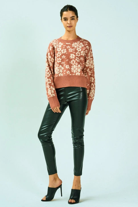 Flower Pattern Knit Sweater