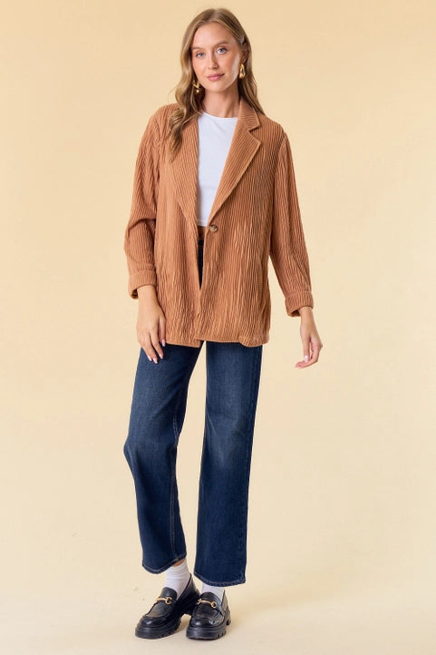 Roll-Up Sleeve Blazer-Ginger