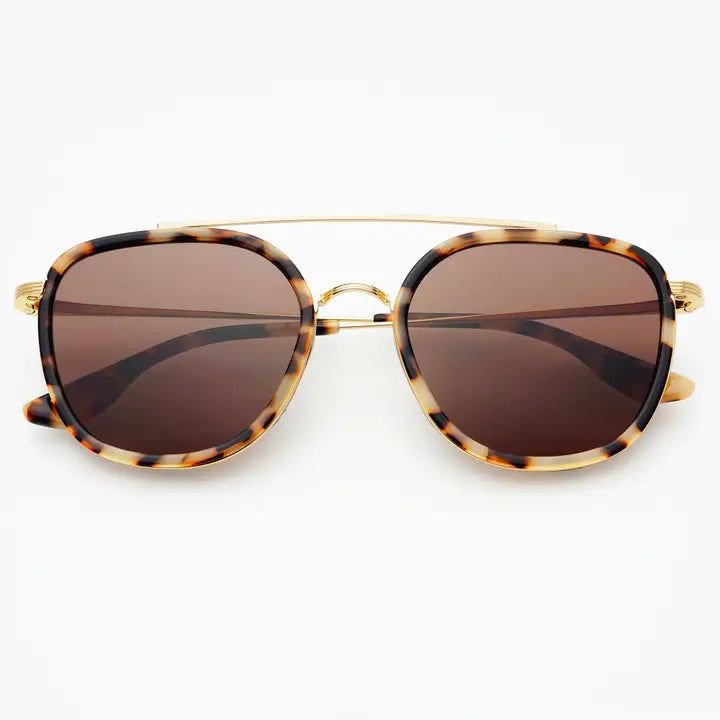 Weston Acetate Round Unisex Sunglasses - Milky Tortoise