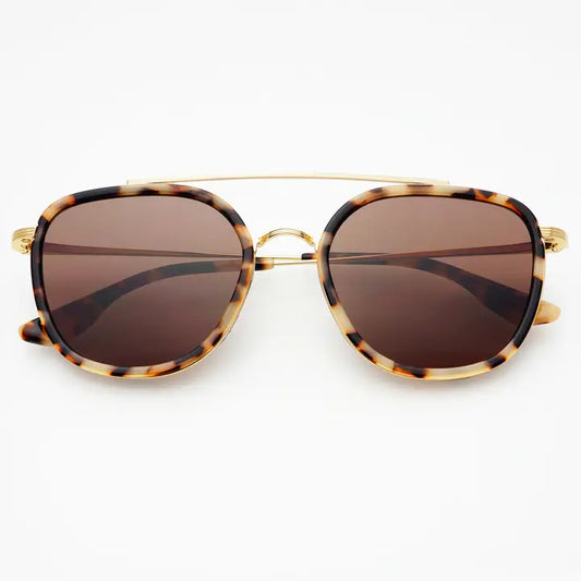 Weston Acetate Round Unisex Sunglasses - Milky Tortoise