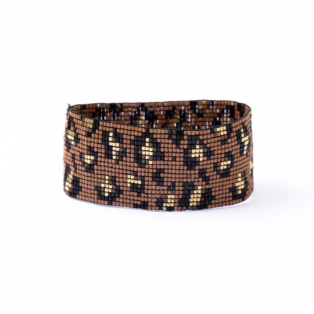 Ink Alloy Brooklyn Cheetah Print Beaded Stretch Bracelet