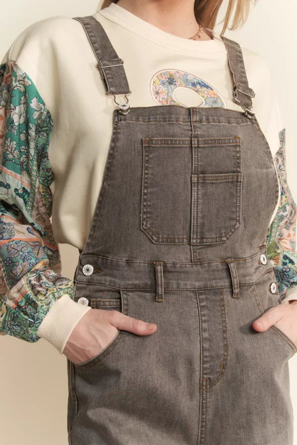 Women Vintage Denim Jumpsuit with Pockets