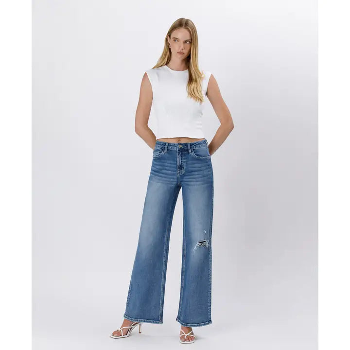 Super High Rise Baggy Wide Jeans