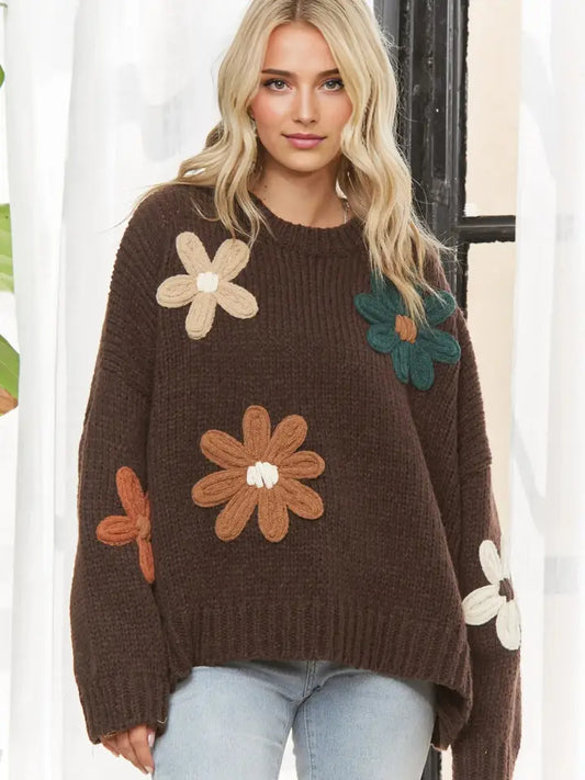 Floral Applique Sweater Top