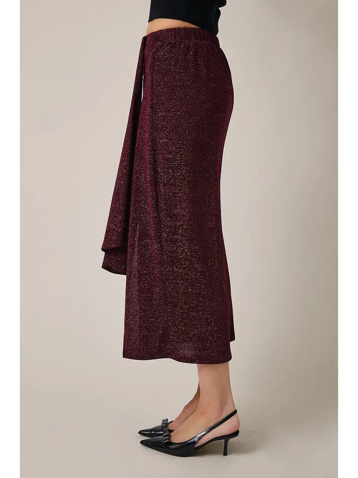 Drape Detail Side Slit Skirt