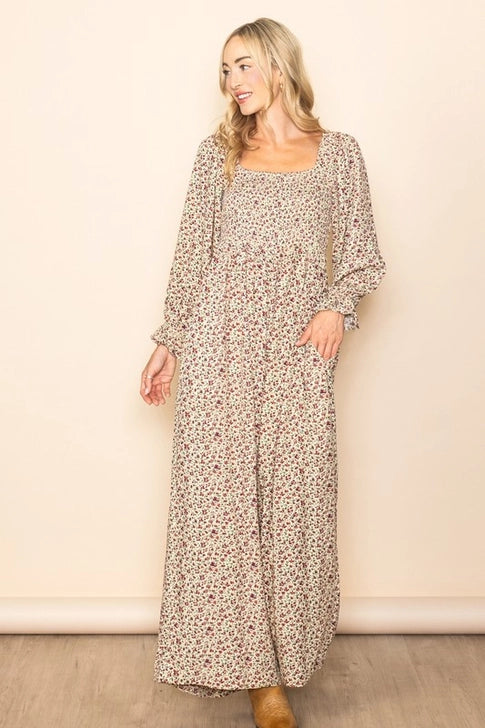 Super Comfy Extra Wide Leg Floral Jumper Jumpsuit