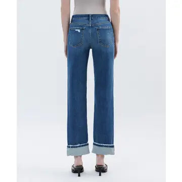 Victoria High Rise Cuffed Straight Jeans