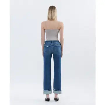 Victoria High Rise Cuffed Straight Jeans
