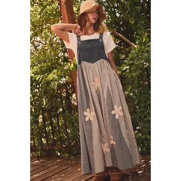 Stripe Patchwork Overall Dress