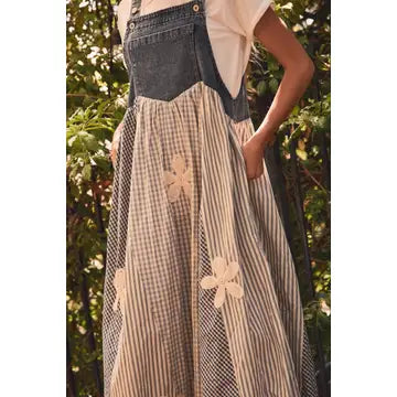 Stripe Patchwork Overall Dress