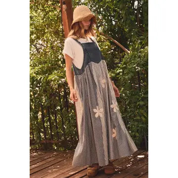 Stripe Patchwork Overall Dress