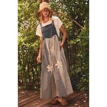 Stripe Patchwork Overall Dress