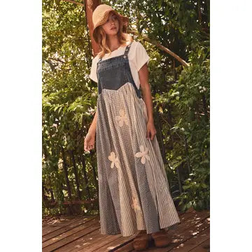 Stripe Patchwork Overall Dress
